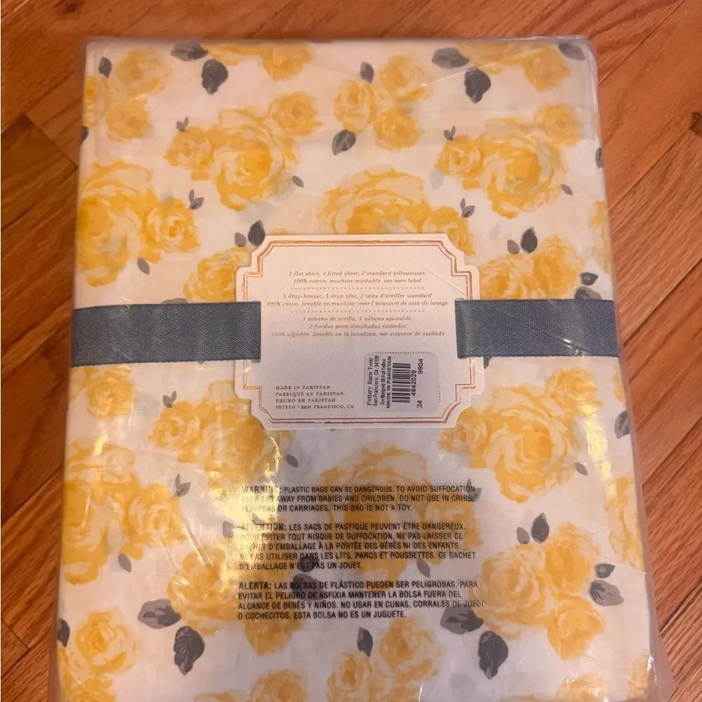 Pottery Barn Teen Yellow Rose Floral Full Sheet Set